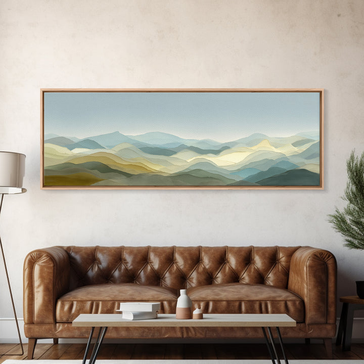 Gentle Mountain Landscape Framed Canvas Print, Dental Office Art, Medical Office Art, Office Decor, Fine Art, Calm, DOA-3x1-44