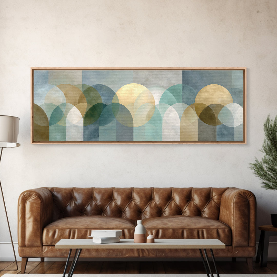 Light Scandinavian Abstract Arches Framed Canvas Print, Dental Office Art, Minimalist Wall Art, Office Decor, Abstract Art, DOA-3x1-57