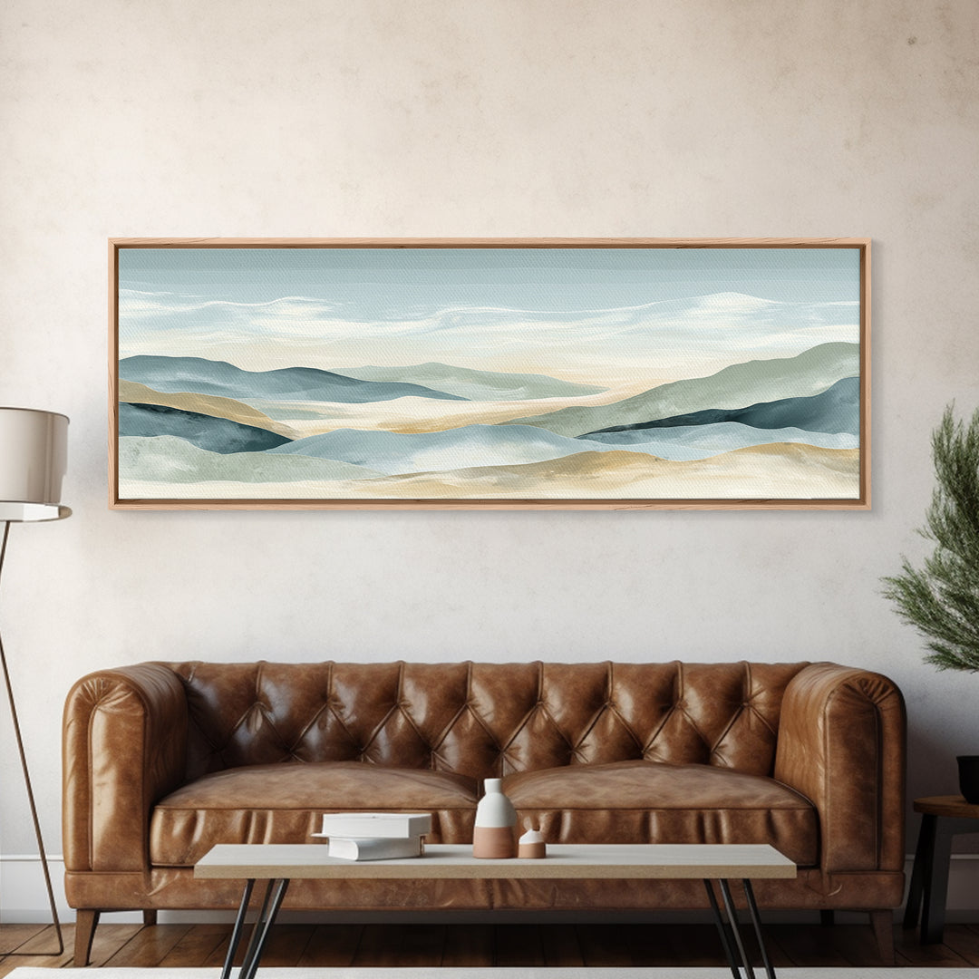 Soft Gradient Sunrise Framed Canvas Print, Dental Office Art, Neutral Decor, Office Decor, Fine Art, Calm, Wall Art, Poster, DOA-3x1-60