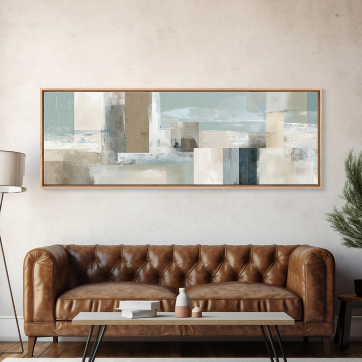 Clean Geometric Art Framed Canvas Print, Dental Office Art, Textured Painting, Office Decor, Calm, Room Decor Aesthetic, DOA-3x1-72