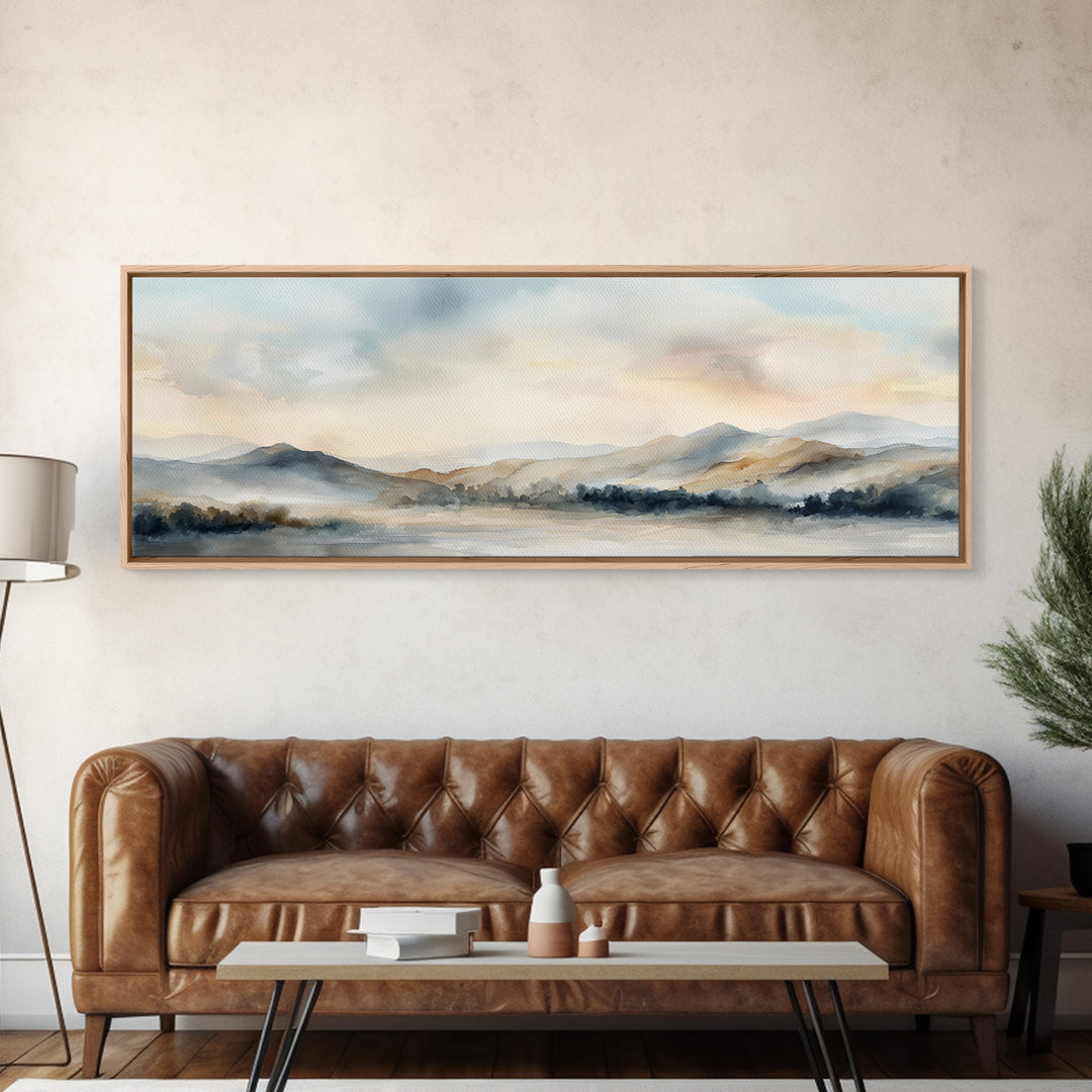Soft Gradient Sunrise Framed Canvas Print, Dental Office Art, Contemporary Art, Office Decor, Fine Art, Calm, Dental Wall Art, DOA-3x1-84