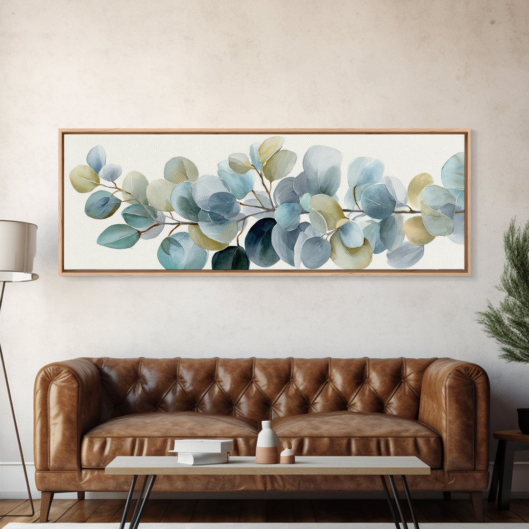 Soft Botanical Eucalyptus Print for Clean Atmosphere Canvas Print, Dental Office Art, Dental Decor, Office Decor, Calm, DOA-3x1-91