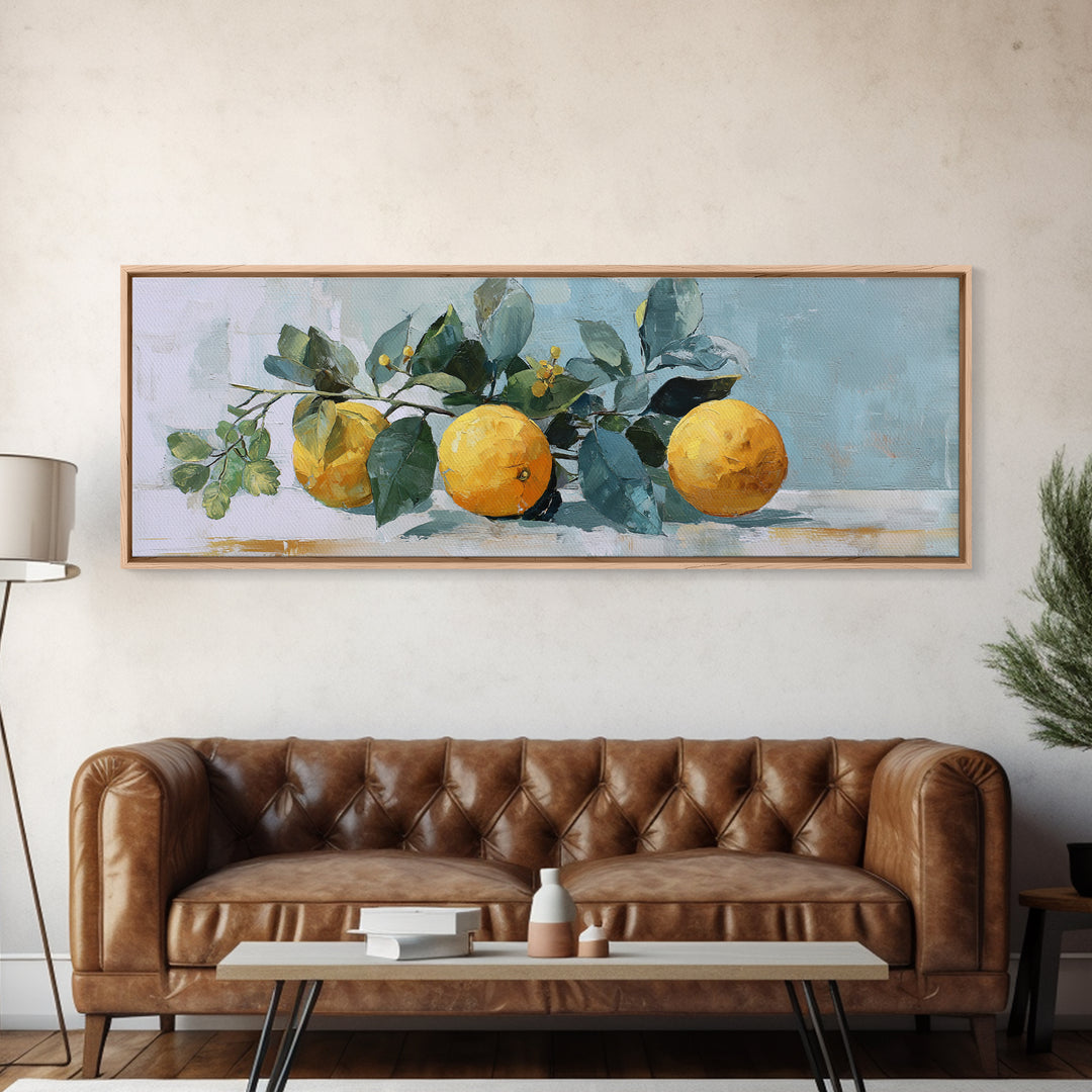 Fresh Citrus and Mint Still Life Canvas Print, Dental Office Art, Printable Digital, Office Decor, Oil Painting, Calm, DOA-3x1-95