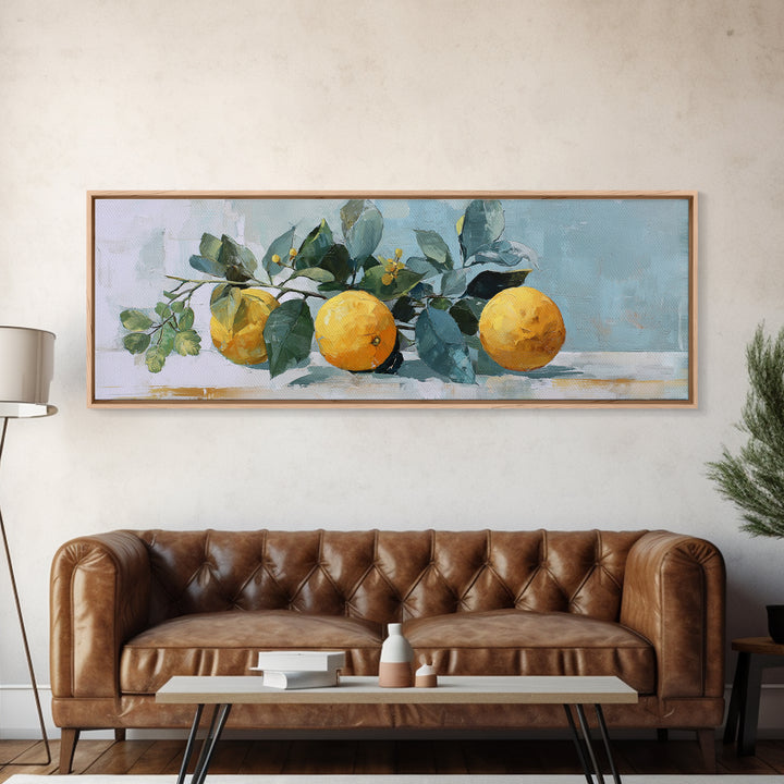 Fresh Citrus and Mint Still Life Canvas Print, Dental Office Art, Printable Digital, Office Decor, Oil Painting, Calm, DOA-3x1-95