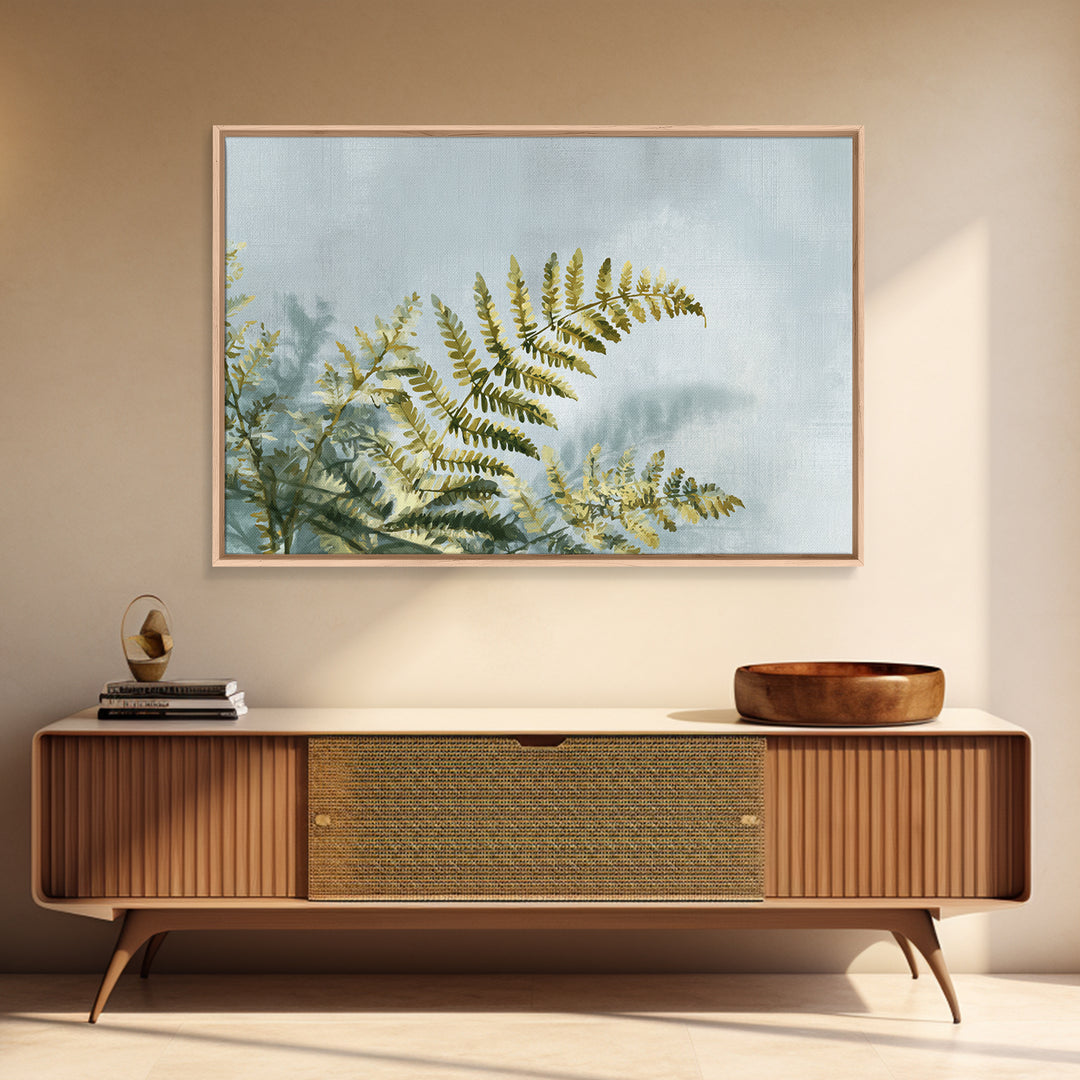 Botanical Fern Study Framed Canvas Print, Dental Office Art, Room Decor, Office Decor, Oil Painting, Calm, Minimalist Wall Art, DOA-3x2-23