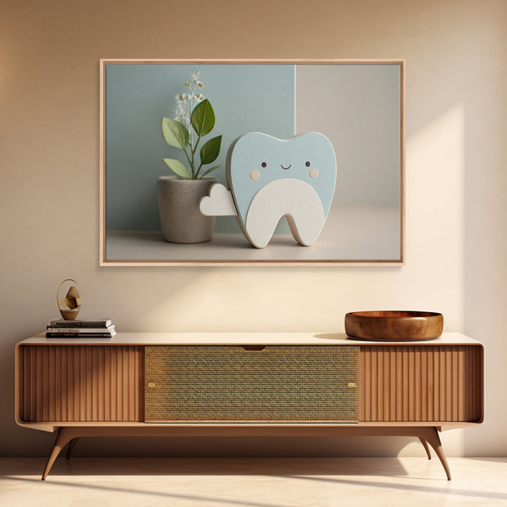 Playful Tooth Shaped Character Canvas Print, Dental Office Art, Office Wall Art, Office Decor, Abstract Art, Calm, DOA-3x2-34