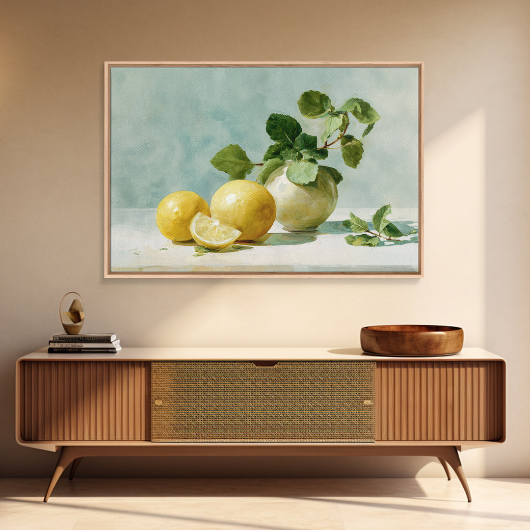 Fresh Citrus and Mint Still Life Framed Canvas Print, Dental Office Art, Office Decor, Calm, Medical Art, Medical Office Decor, DOA-3x2-35