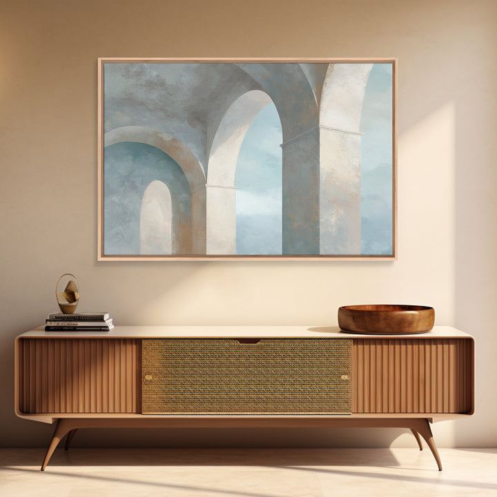 Light Scandinavian Abstract Arches Framed Canvas Print, Dental Office Art, Minimalist Wall Art, Office Decor, Fine Art, Calm, DOA-3x2-45