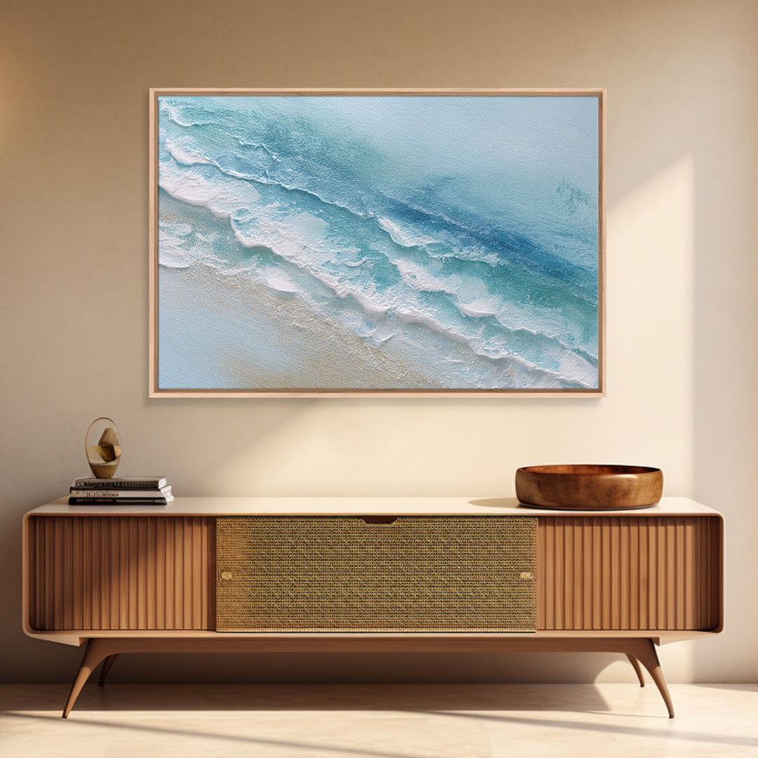 Calming Abstract Ocean Waves Framed Canvas Print, Dental Office Art, Office Decor, Oil Painting, Calm, Medical Art, DOA-3x2-5