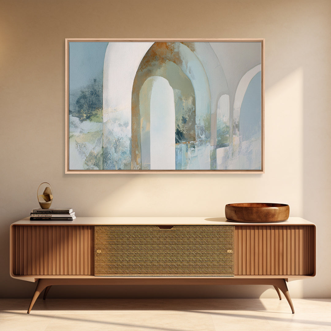 Light Scandinavian Abstract Arches Framed Canvas Print, Dental Office Art, Minimalist Wall Art, Office Decor, Fine Art, Calm, DOA-3x2-69