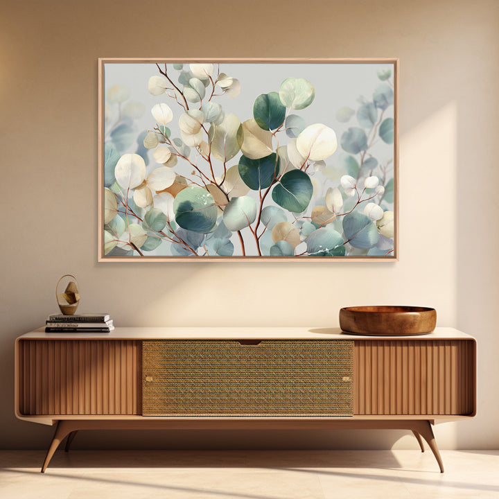 Soft Botanical Eucalyptus Print for Clean Atmosphere Framed Canvas Print, Dental Office Art, Dental Gift, Office Decor, Calm, DOA-3x2-7