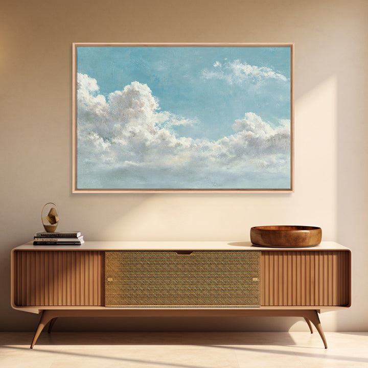 Peaceful Clouds over Open Meadow Framed Canvas Print, Dental Office Art, Dental Wall Art, Office Decor, Watercolor Art, Calm, DOA-3x2-85