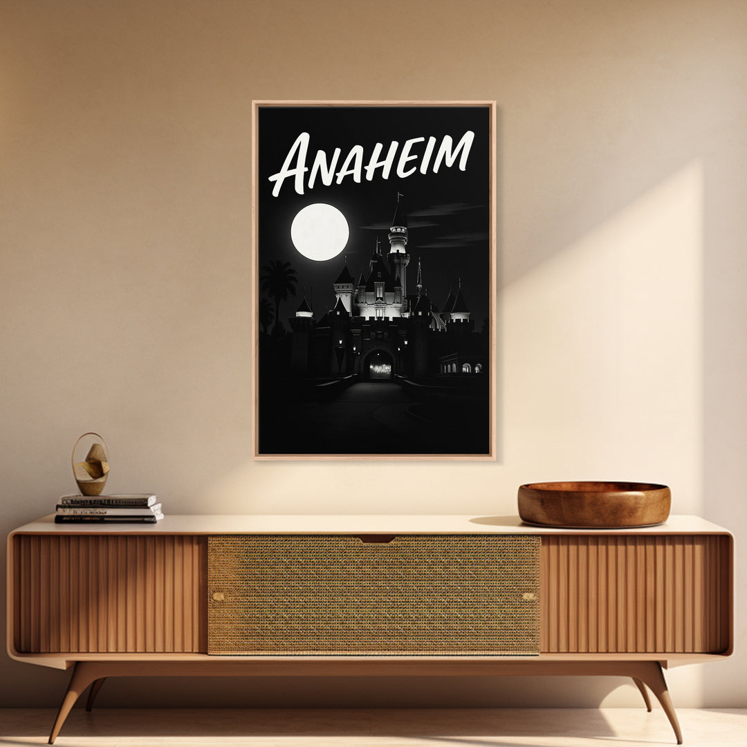 Anaheim California Travel Poster, Canvas Print, Black And White Travel Art, Anaheim Wall Art, Gift For Travelers, Retro Travel Print