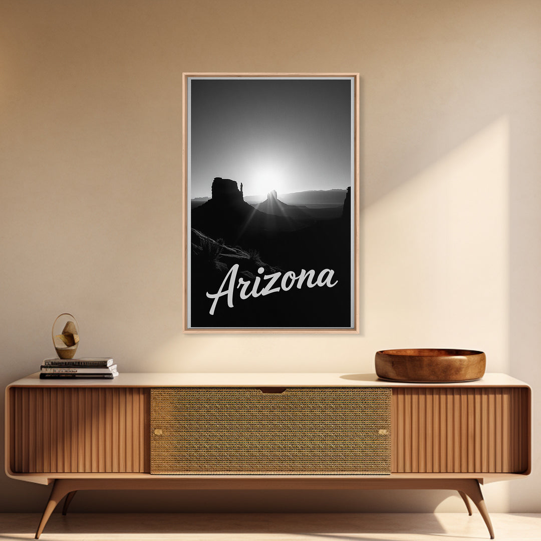 Arizona Travel Poster, Canvas Print, Dark Moody City Wall Art, Arizona Wall Art, Living Room Wall Art, Fine Art Print, Vintage City Art