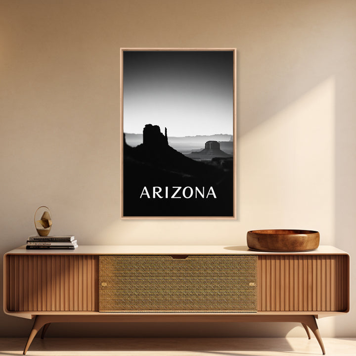 Arizona Travel Poster, Framed Canvas Print, Dark Moody City Wall Art, Arizona Travel Art, Home Office Decor, Travel Poster Art
