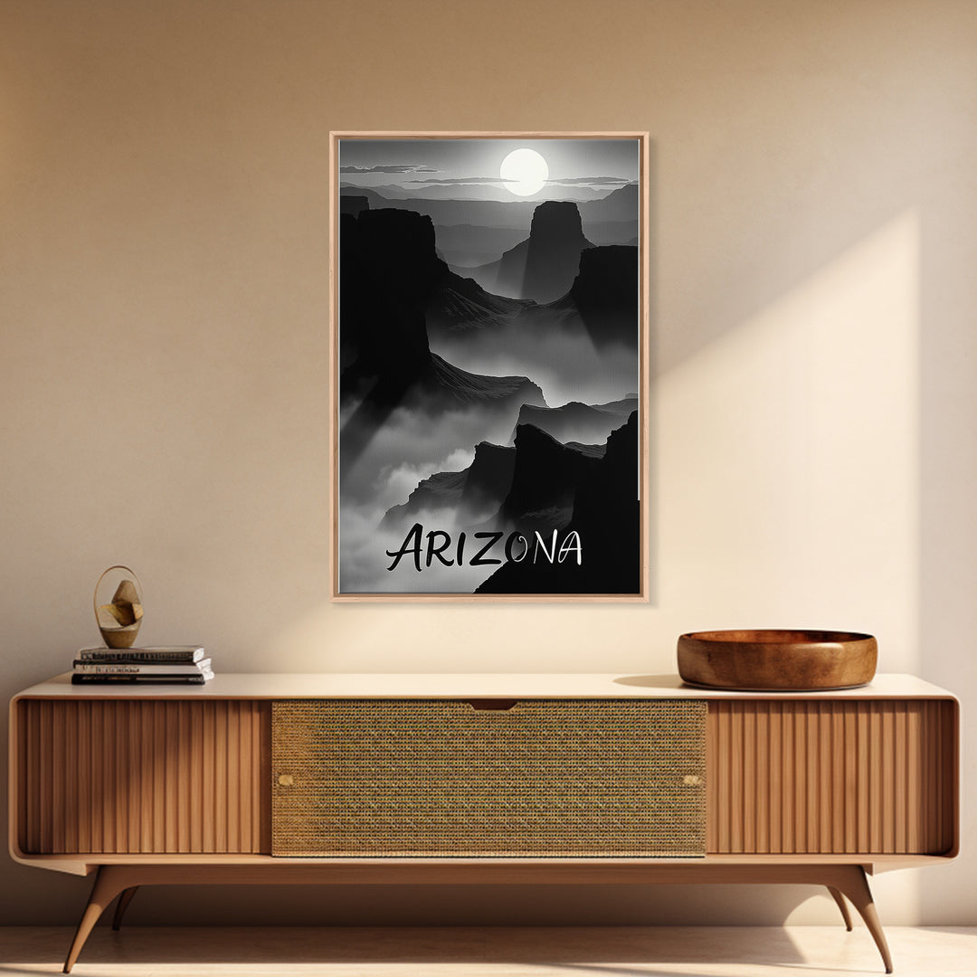 Arizona Travel Poster, Canvas Print, Black And White Travel Art, Arizona City Art, Travel Art, Watercolor Urban Skyline, Travel Print