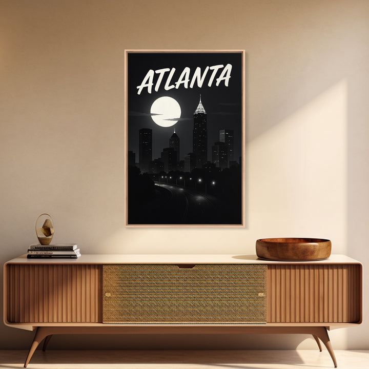 Atlanta Georgia Travel Poster, Canvas Print, Dark Moody City Wall Art, Atlanta Print, Travel Wall Art, Travel Poster Set, Office Decor