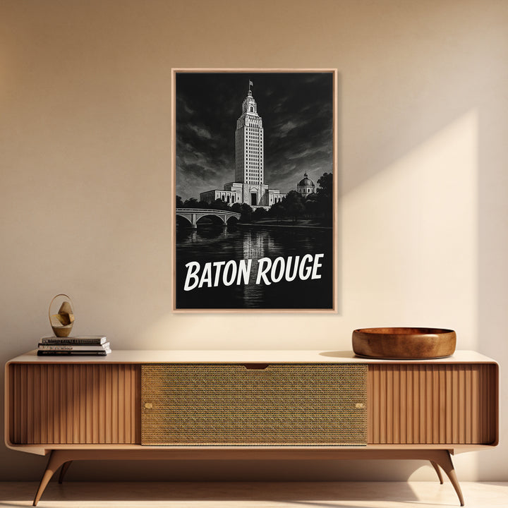 Baton Rouge Travel Poster, Canvas Print, Vintage Noir Poster Art, Baton Rouge City Art, City Art Print, Retro Travel Print, Poster Art