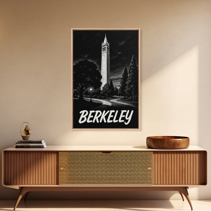 Berkeley Travel Poster, Canvas Print, Night Street Poster Art, Berkeley Wall Art, Home Office Decor, Travel Wall Decor, Gift For Travelers