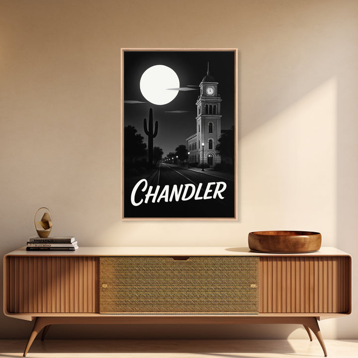 Chandler Travel Poster, Canvas Print, Black And White Travel Art, Chandler Wall Art, Eclectic Wall Decor, Watercolor Cityscape