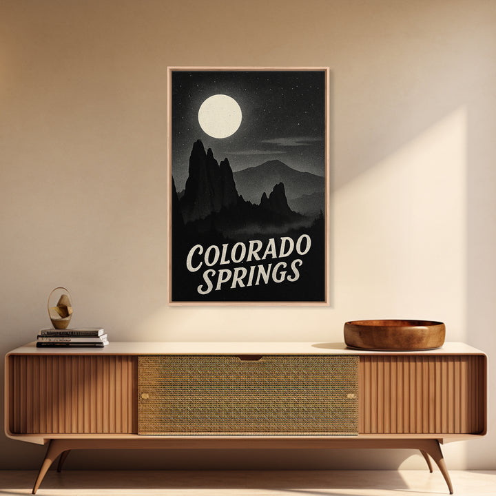 Colorado Springs Colorado Travel Poster, Canvas Print, Night Street Poster Art, Colorado Springs Art Print, Gift For Travelers, Art Print