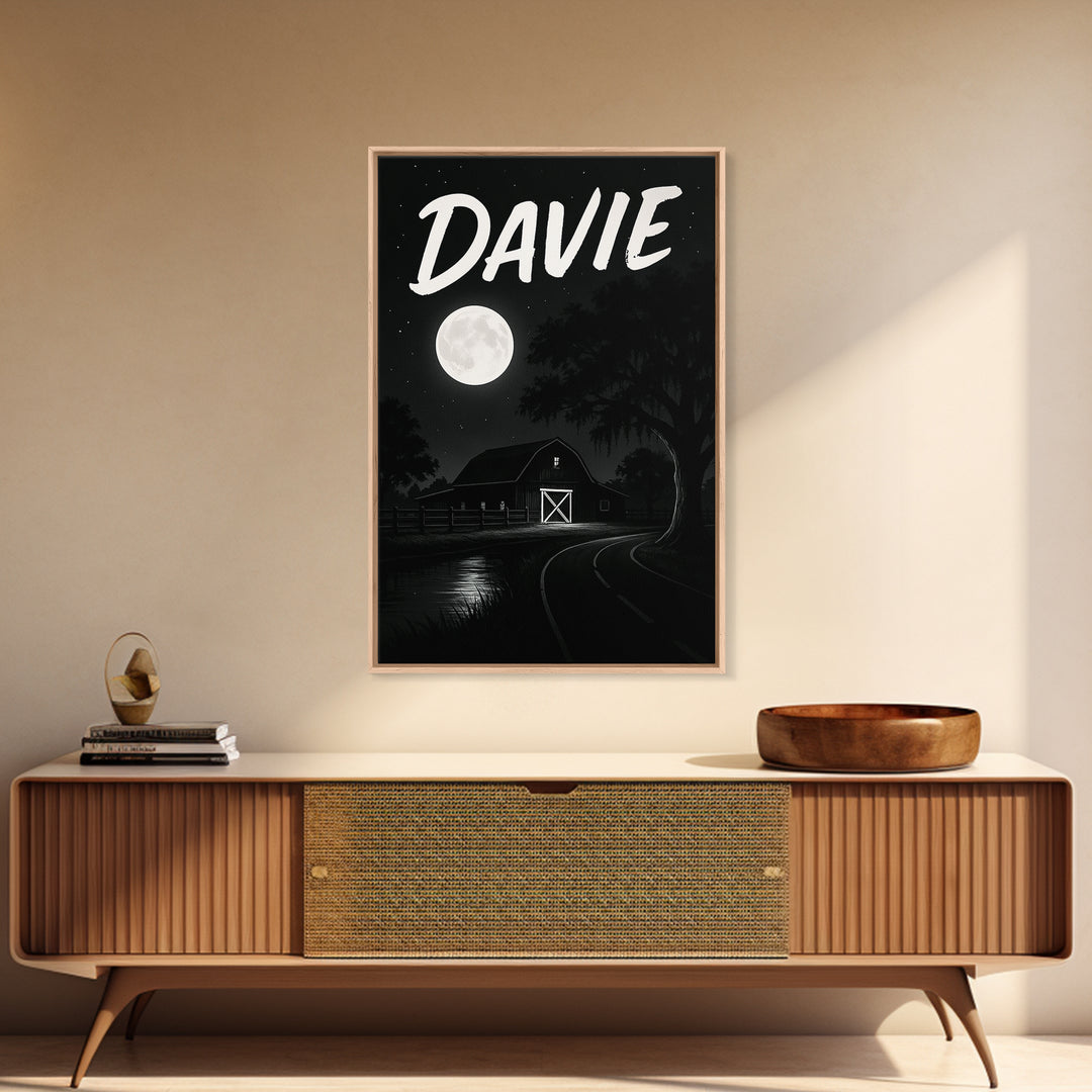 Davie Travel Poster, Canvas Print, Night Street Poster Art, Davie Poster Print, Travel Poster Art, Travel Wall Art, Wanderlust Decor
