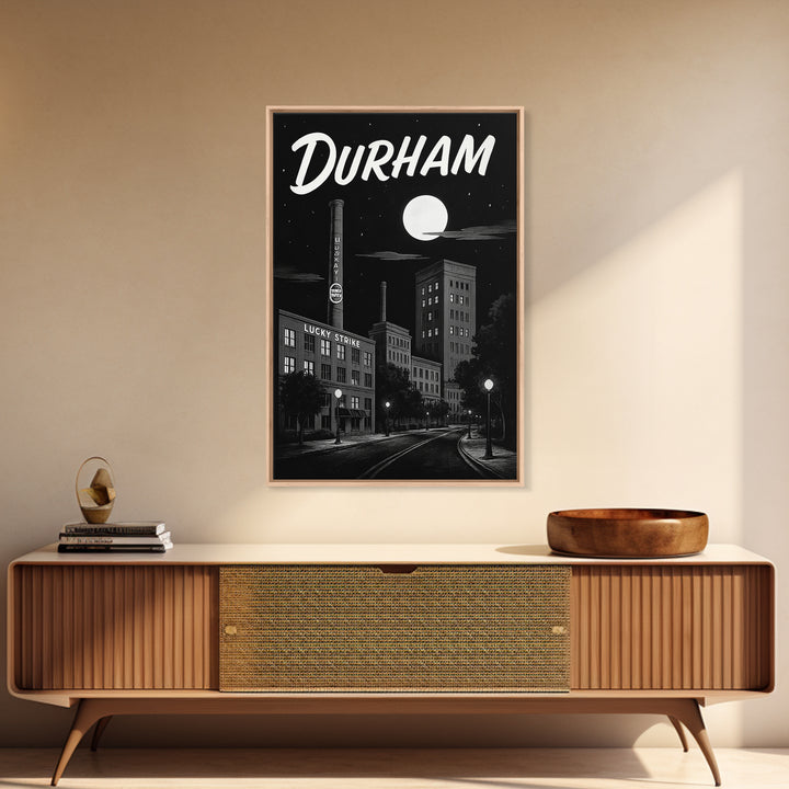 Durham Travel Poster, Framed Canvas Print, Vintage Noir Poster Art, Durham Art Print, Retro Travel Print, Vintage Travel Print