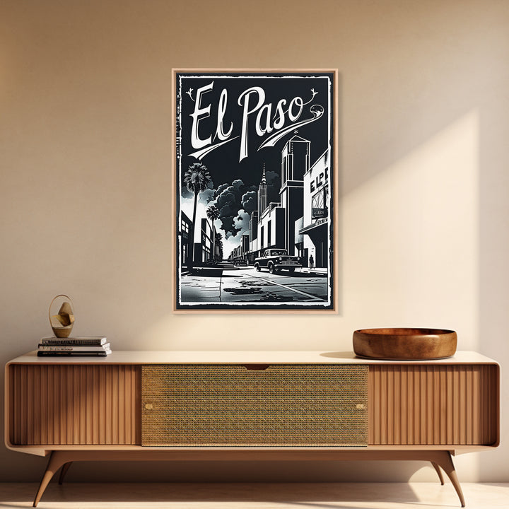 El Paso Travel Poster, Canvas Print, Night Street Poster Art, El Paso Wall Art, Fine Art Print, Vintage City Poster, City Travel Prints