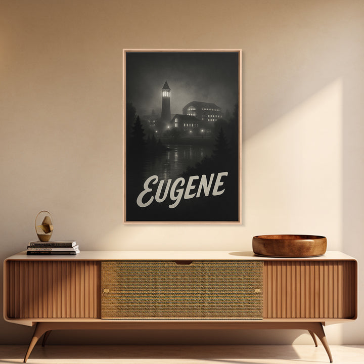 Eugene Oregon Travel Poster, Canvas Print, Black And White Travel Art, Eugene Travel Art, City Art Print, Gift For Travelers, Poster Art