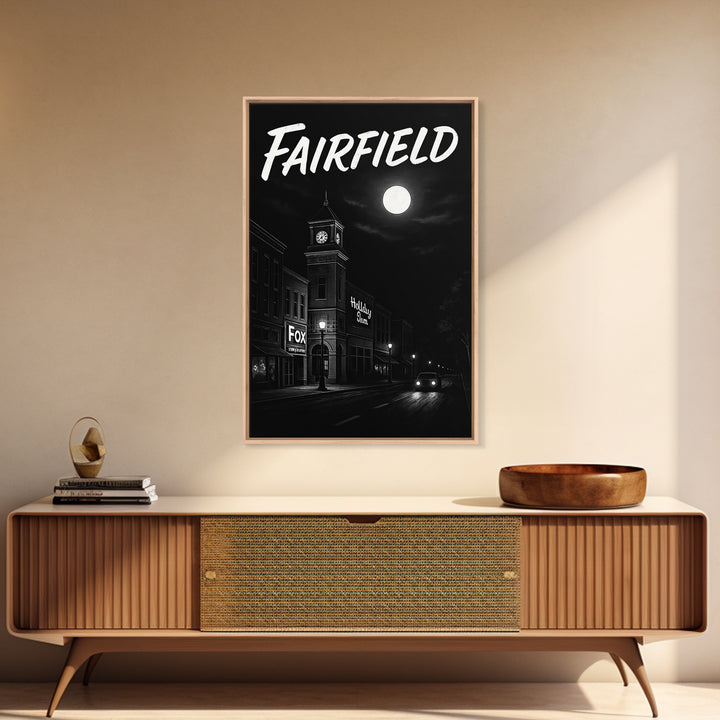 Fairfield Travel Poster, Canvas Print, Vintage Noir Poster Art, Fairfield Wall Art, Fine Art Print, Travel Poster Art, Mid Century Wall Art