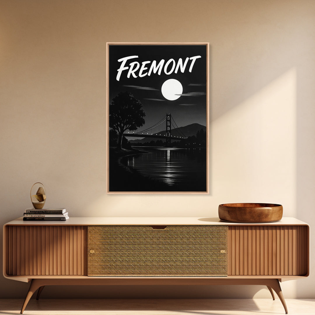 Fremont Travel Poster, Canvas Print, Black And White Travel Art, Fremont Wall Art, Gift For Travelers, City Art Print, Modern Wall Decor