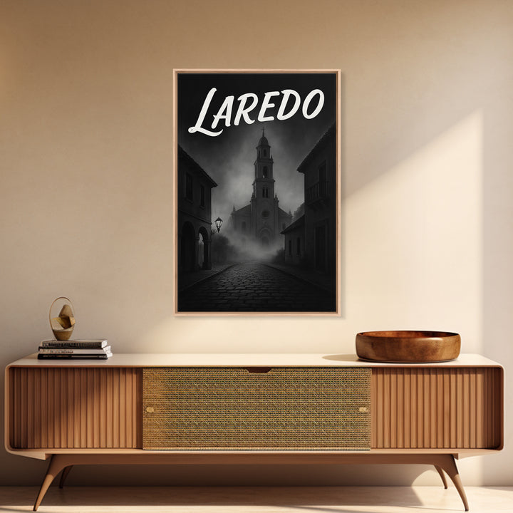 Laredo Texas Travel Poster, Framed Canvas Print, Night Street Poster Art, Laredo City Art, Modern Wall Decor, Fine Art Print, City Art Print