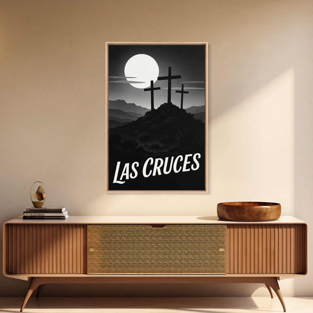 Las Cruces Travel Poster, Framed Canvas Print, Black And White Travel Art, Las Cruces Poster Print, Wanderlust Decor, Fine Art Print