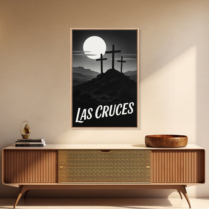 Las Cruces Travel Poster, Framed Canvas Print, Black And White Travel Art, Las Cruces Poster Print, Wanderlust Decor, Fine Art Print