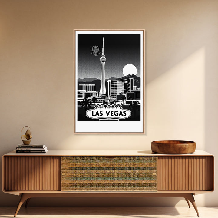 Las Vegas Travel Poster, Framed Canvas Print, Night Street Poster Art, Las Vegas Wall Art, Vintage Travel Art, Fine Art Print, Wall Art
