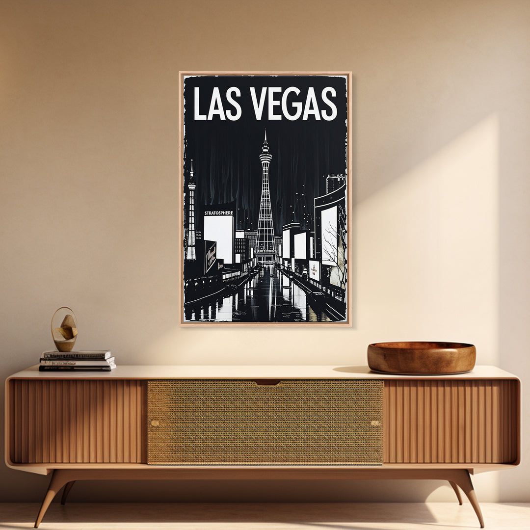 Las Vegas Travel Poster, Canvas Print, Dark Moody City Wall Art, Las Vegas Wall Art, Travel Poster Art, Travel Poster Set, Wanderlust Decor