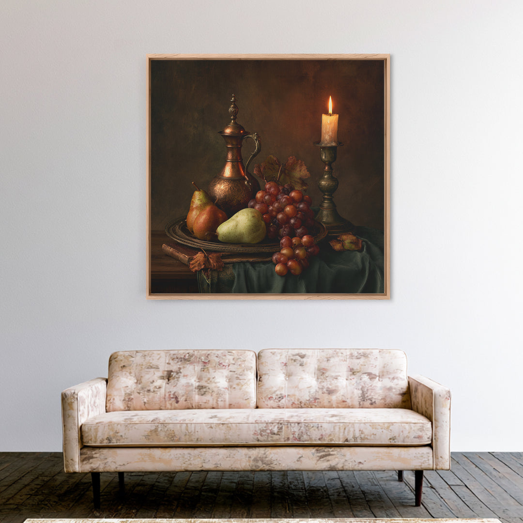 Classical Fruit Still Life Framed Canvas Print, Dining Room Art, 3 Piece Wall Art, Dining Room Decor, Fine Art, Dining, DRA-1x1-1
