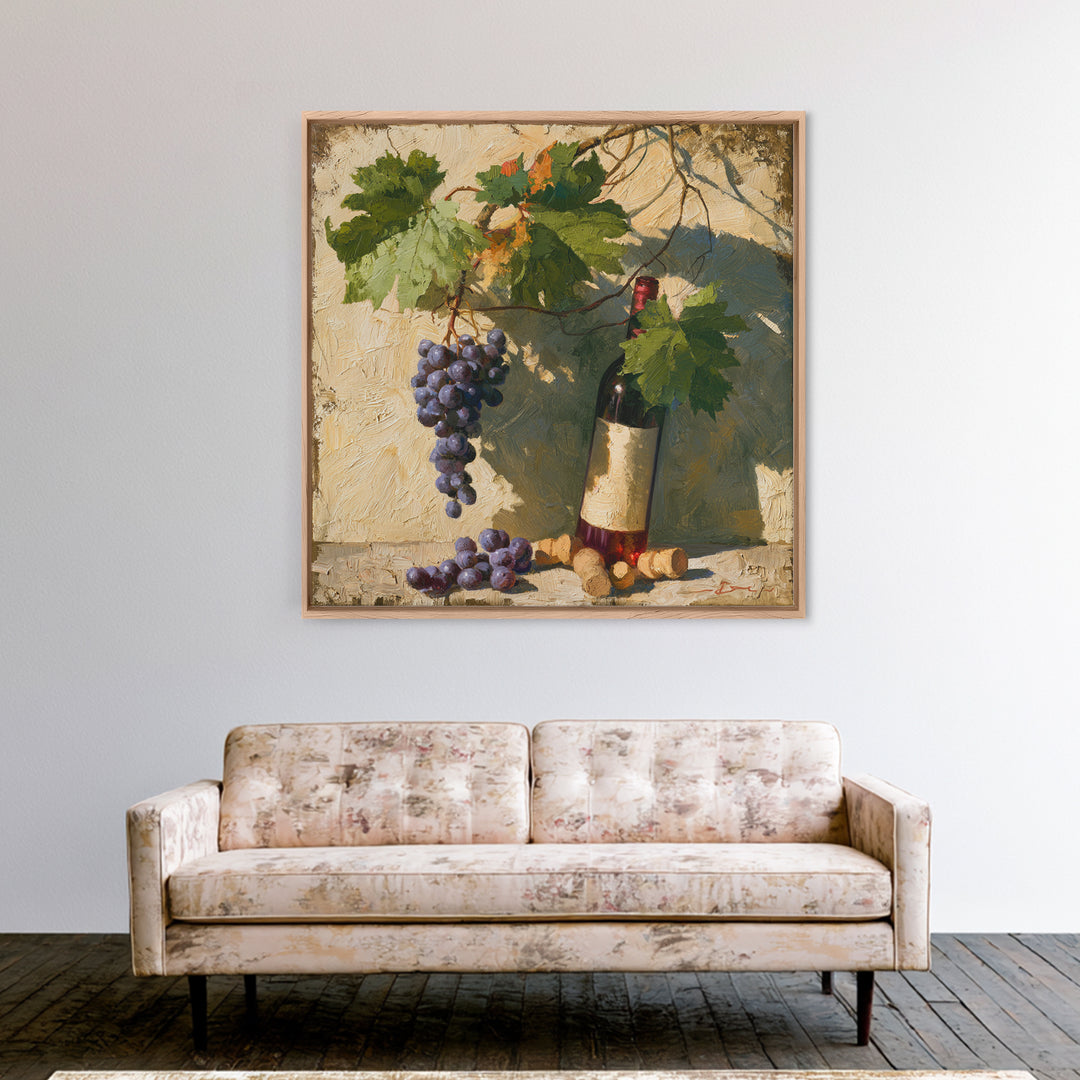 Botanical Grapevine with Leaves and Fruit Canvas Print, Dining Room Art, Bedroom Wall Art, Dining Room Decor, Dining, DRA-1x1-21