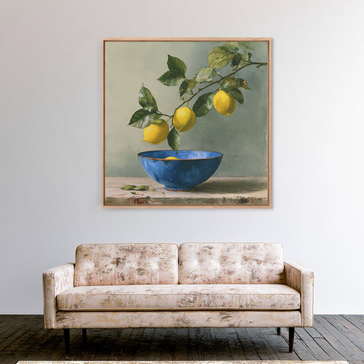 Italian Lemon Branch Framed Canvas Print, Dining Room Art, Trendy Wall Art, Dining Room Decor, Fine Art, Dining, DRA-1x1-29
