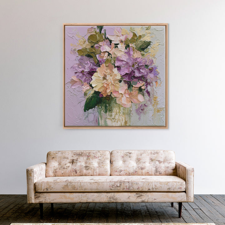Large Expressive Flower Vase Framed Canvas Print, Dining Room Art, Home Decor, Dining Room Decor, Oil Painting, Dining, DRA-1x1-48