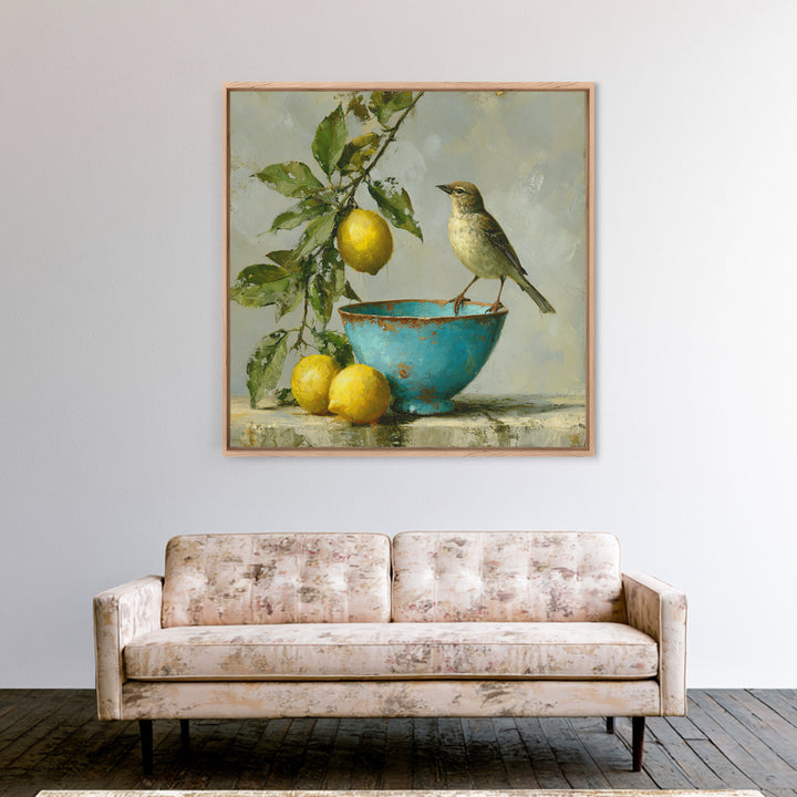 Italian Lemon Branch Framed Canvas Print, Dining Room Art, Trendy Wall Art, Dining Room Decor, Fine Art, Dining, DRA-1x1-53