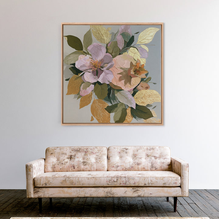 Pomegranate and Gold Leaf Botanical Study Framed Canvas Print, Dining Room Art, Canvas Art, Dining Room Decor, Oil Painting, DRA-1x1-8