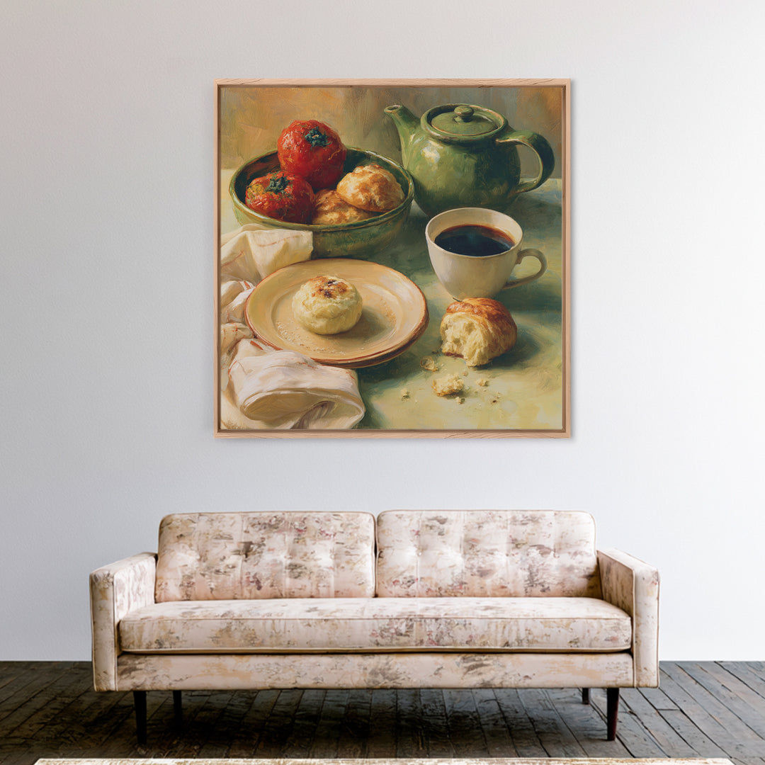 Coffee and Pastry Scene for Breakfast Nook Canvas Print, Dining Room Art, Food Art, Dining Room Decor, Fine Art, Dining, DRA-1x1-86