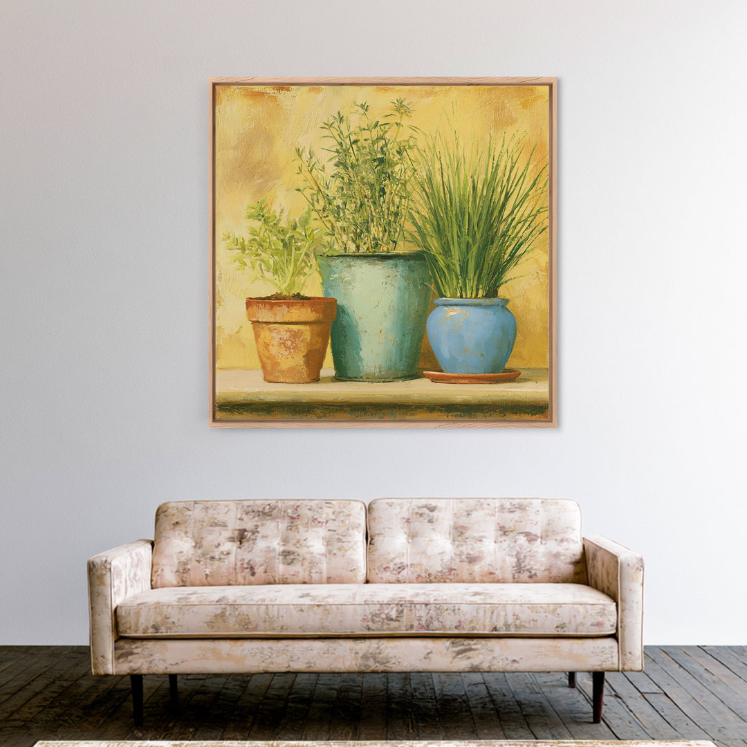 Modern Kitchen Herbs Canvas Print, Dining Room Art, Kitchen Wall Decor, Dining Room Decor, Fine Art, Dining, Statement Artwork, DRA-1x1-9