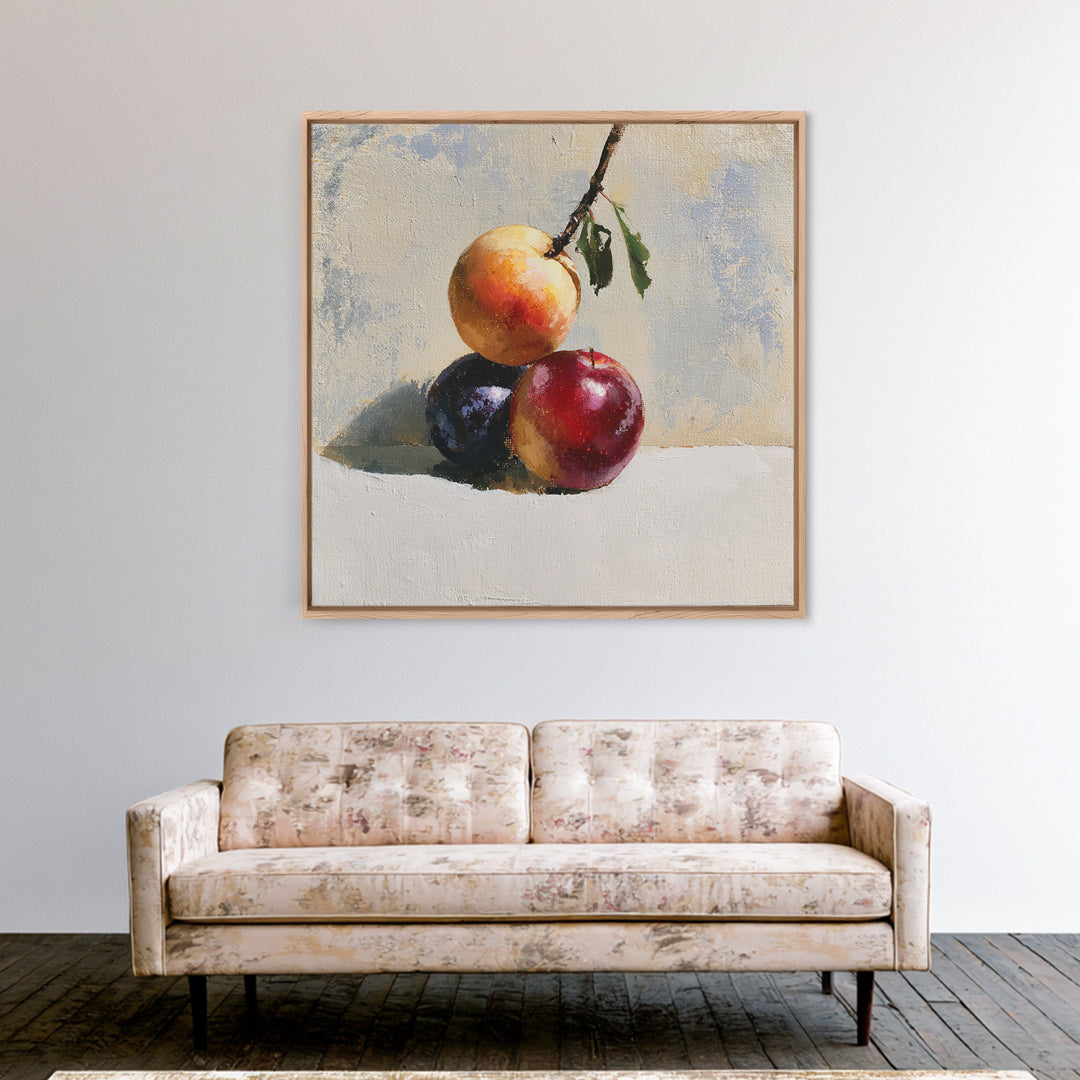 Peach and Plum Still Life Canvas Print, Dining Room Art, Trendy Wall Art, Dining Room Decor, Fine Art, Dining, DRA-1x1-92