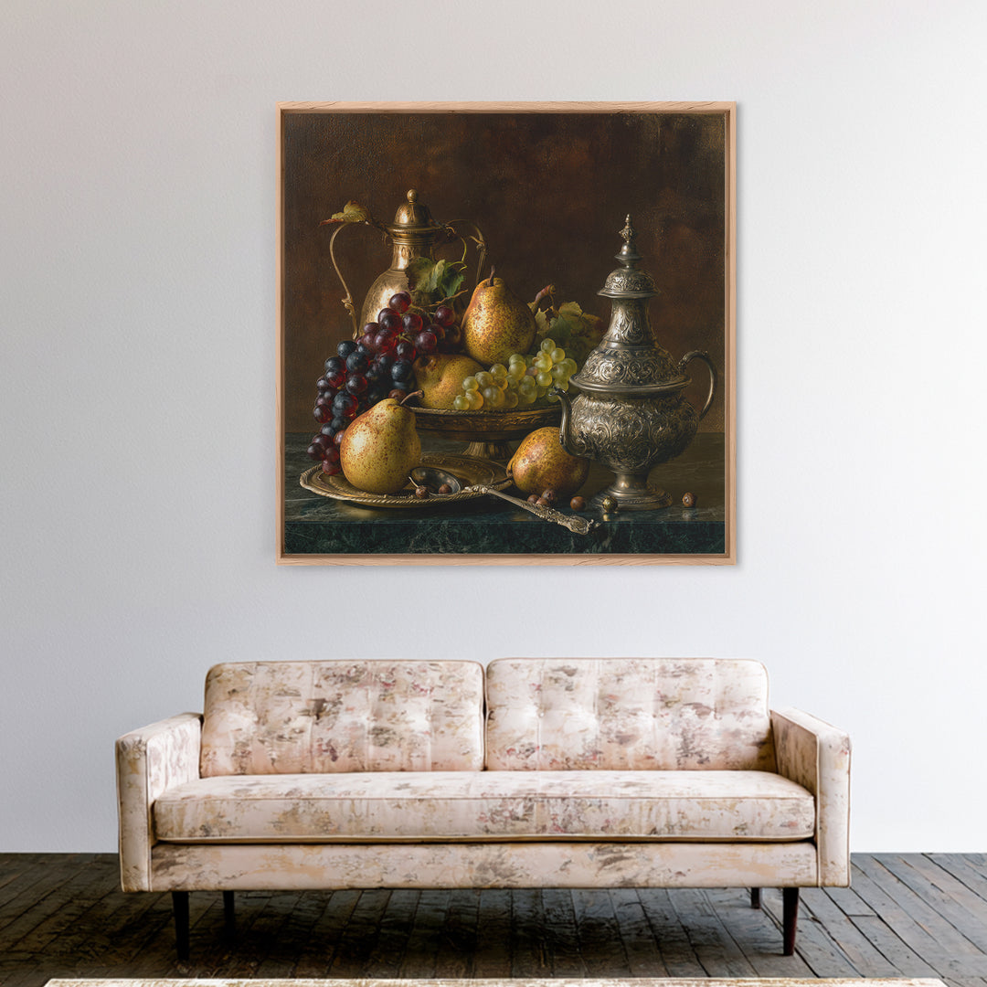 Classical Fruit Still Life Canvas Print, Dining Room Art, Luxury Decor, Dining Room Decor, Oil Painting, Dining, DRA-1x1-97