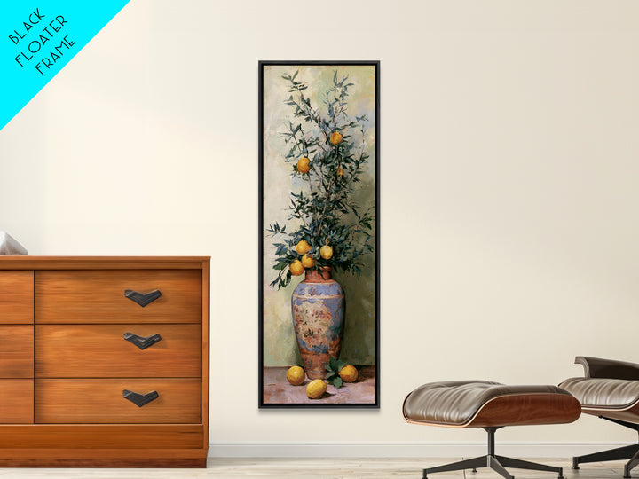 Mediterranean Olive Branch and Citrus Arrangement Canvas Print, Dining Room Art, Gallery Decor, Dining Room Decor, Dining, DRA-1x3-24