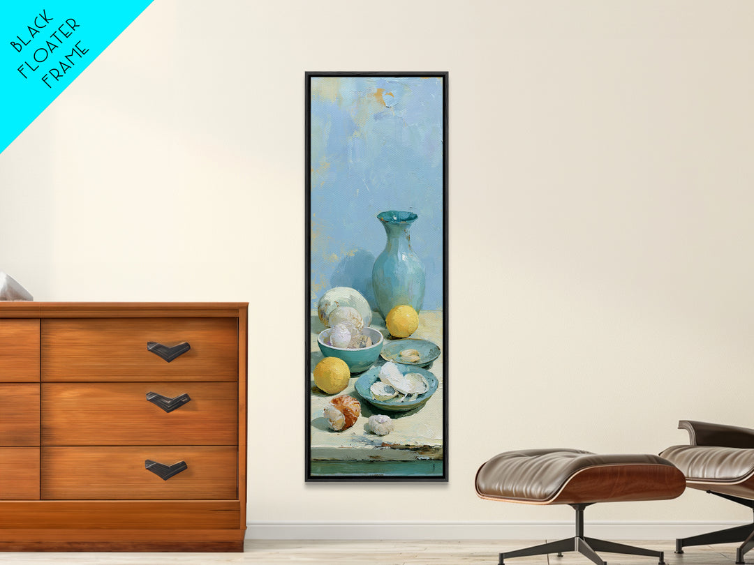 Shellfish and Lemon Still Life Canvas Print, Dining Room Art, Wall Decor, Dining Room Decor, Fine Art, Dining, Contemporary Art, DRA-1x3-28