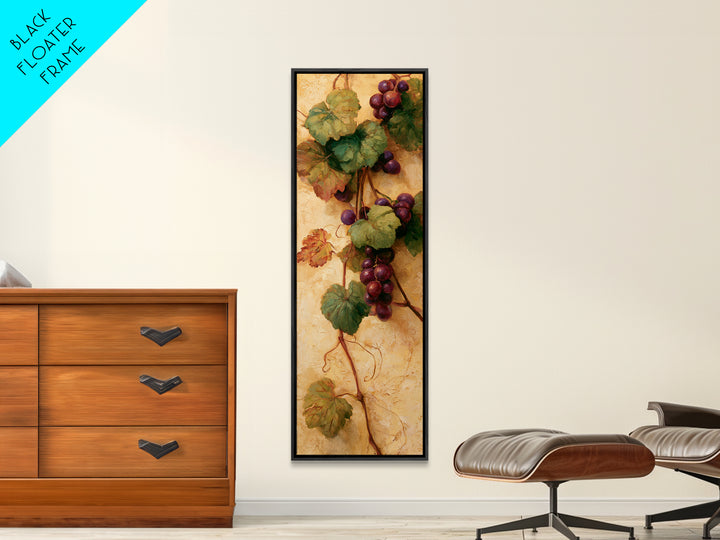 Botanical Grapevine with Leaves and Fruit Canvas Print, Dining Room Art, Dining Room Decor, Oil Painting, Dining, DRA-1x3-33