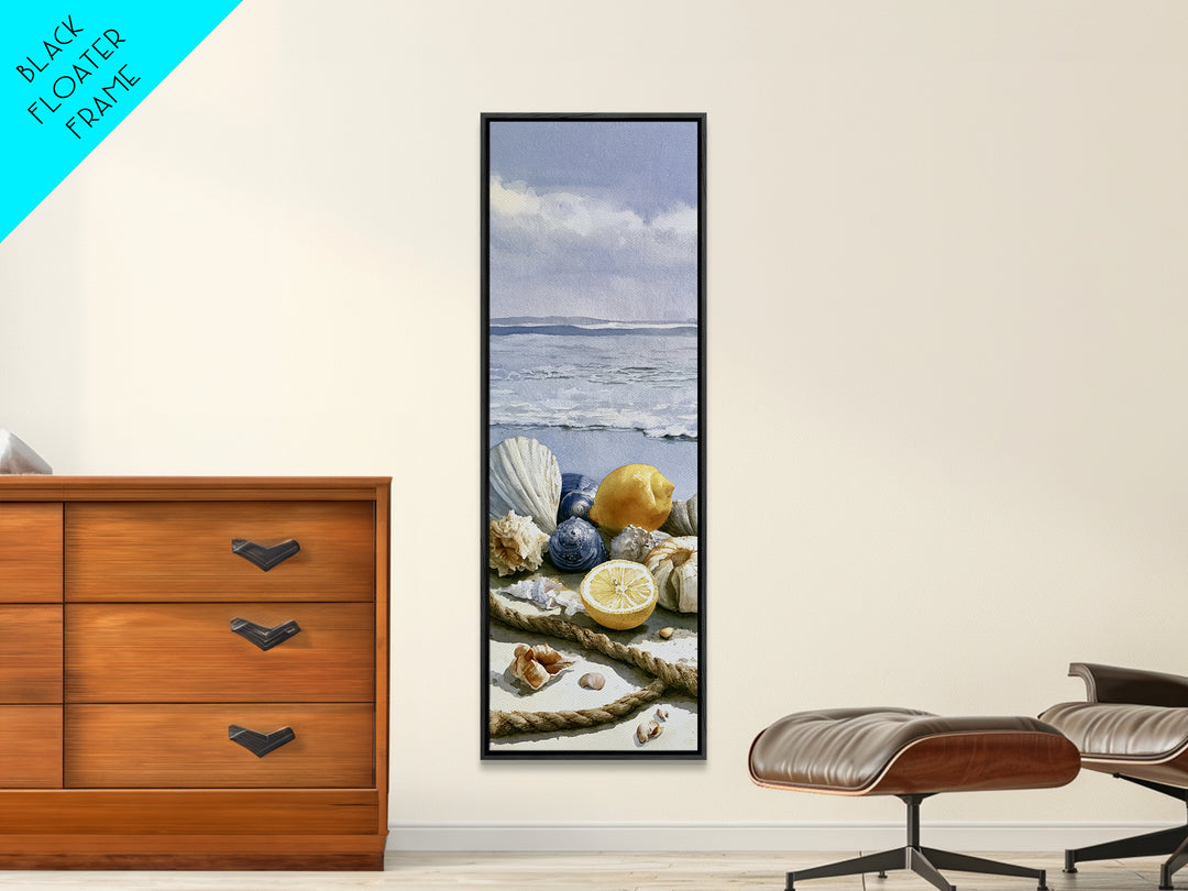 Shellfish and Lemon Still Life Framed Canvas Print, Dining Room Art, Coastal Decor, Dining Room Decor, Fine Art, Dining, DRA-1x3-4